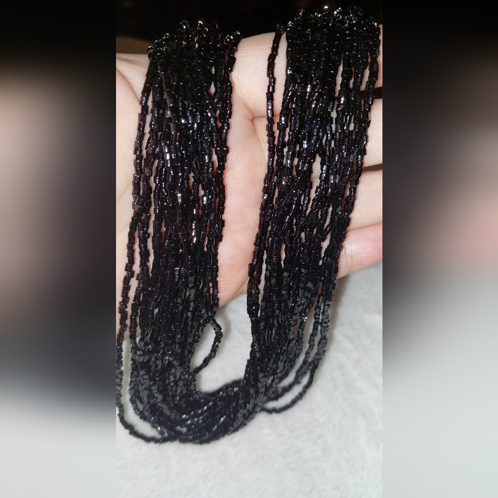 Black Beaded Necklace Set With Earrings